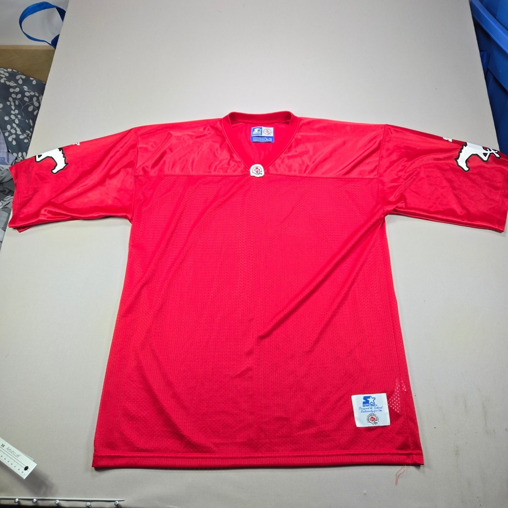 Vintage 90s Calgary Stampeder CFL Starter Mesh Football Jersey Made In Canada XL